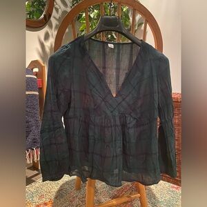Old Navy Black Sheer Long Sleeve Blouse